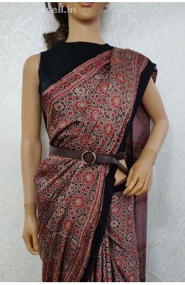 Ajrakh Sarees | Hand Printed Ajrakh Sarees | Luxurionworld